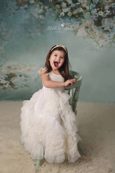 Kate Painting Like Green Spring Florals backdrop printed Background - Katebackdrop