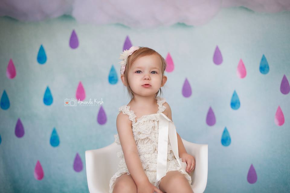 Katebackdrop：Kate Clouds And Colored Rain Baby Shower Backdrop for Photography designed by Jerry_Sina