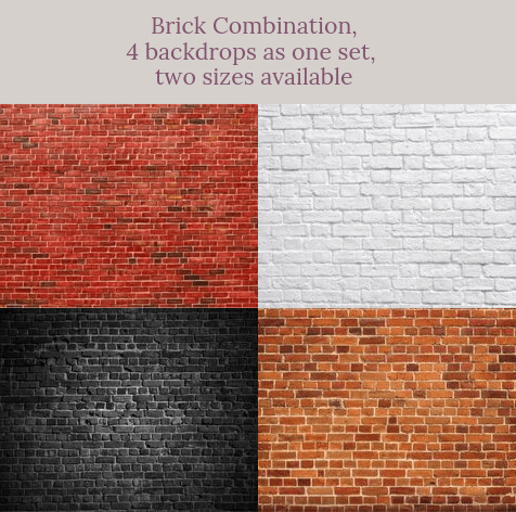 Katebackdrop：Brick combination backdrops for photography( 4 backdrops in total )