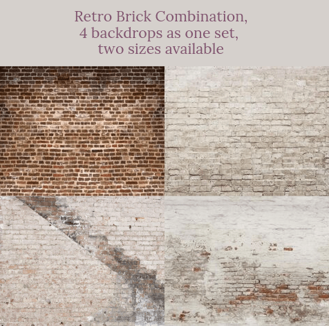 Katebackdrop：Distressed Brick combination backdrops for photography( 4 backdrops in total )