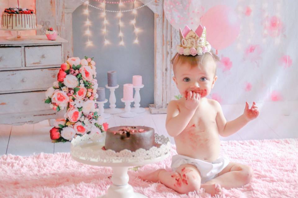 Katebackdrop£ºKate Cake Smash For Party Photography Pink 1st birthday Backdrop Balloons