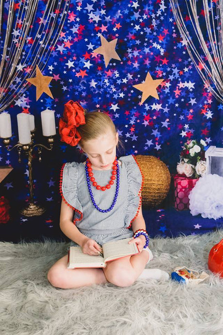 Katebackdrop：Kate blue red star backdrop for cake smash Backdrop designed by Studio Gumot