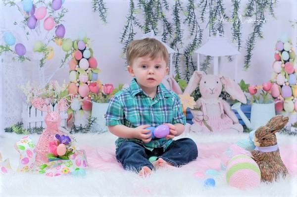Cargar imagen en el visor de la galería, Katebackdrop£ºKate Easter with Rabbits Floral Backdrop for Photography