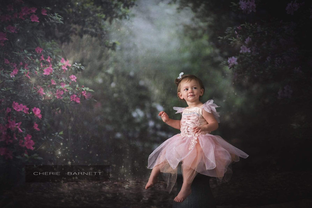 Katebackdrop：Kate Pink Floral Garden Fairy Lights spring Backdrop for Photography Designed by Pine Park Collection