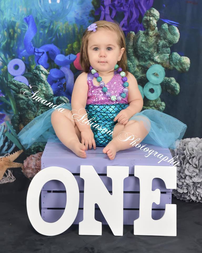 Katebackdrop：Kate mermaid under sea 1st birthday cake smash summer backdrop designed by studio gumot