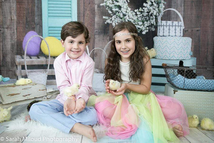 Katebackdrop£ºKate Wood Wall Flowers Easter Decorations Spring Backdrop for Photography Designed by Tyna Renner