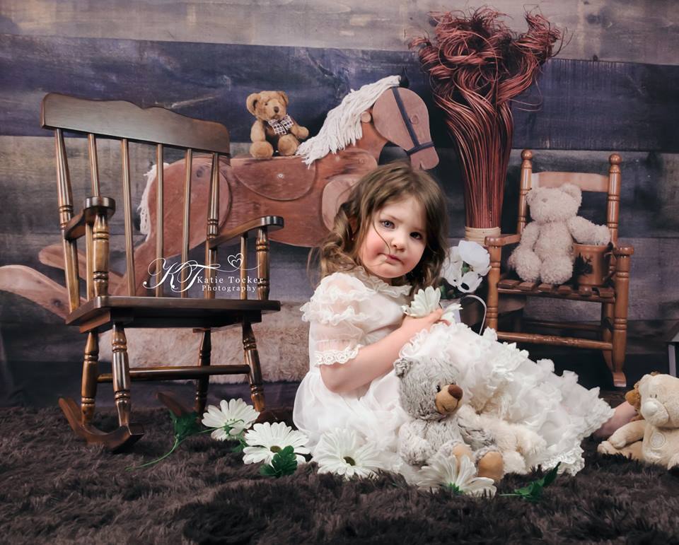 Katebackdrop£ºKate Rocking Horse and Teddy Bear Children Backdrop for Photography Designed by Amanda Moffatt