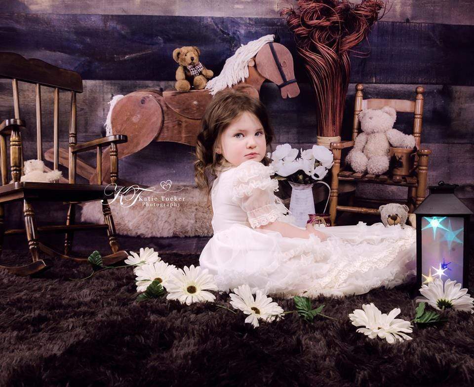 Cargar imagen en el visor de la galería, Katebackdrop£ºKate Rocking Horse and Teddy Bear Children Backdrop for Photography Designed by Amanda Moffatt