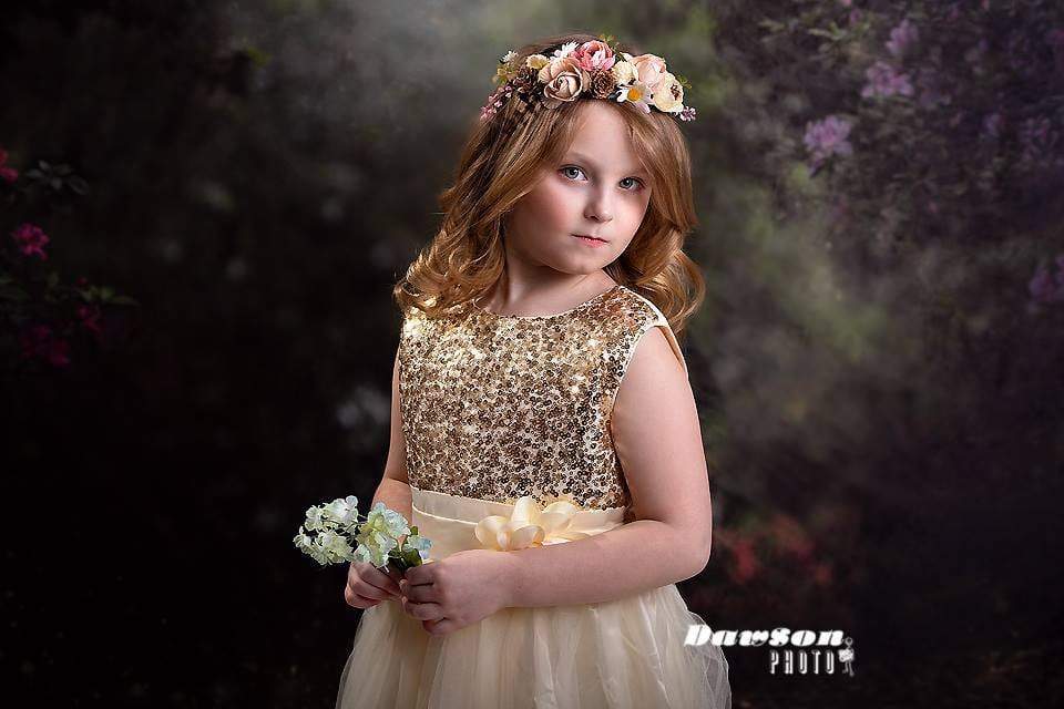 Katebackdrop：Kate Pink Floral Garden Fairy Lights spring Backdrop for Photography Designed by Pine Park Collection