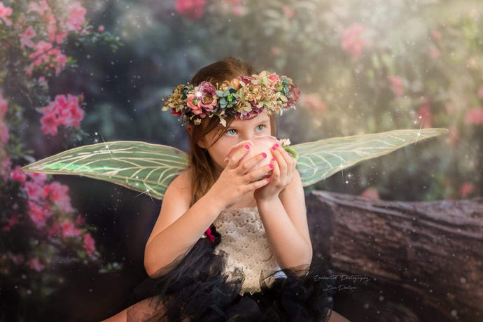 Katebackdrop£ºKate Garden with log bench fairy lights spring Backdrop for Photography Designed by Pine Park Collection