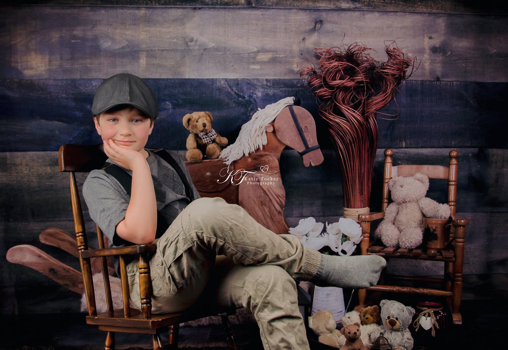 Katebackdrop£ºKate Rocking Horse and Teddy Bear Children Backdrop for Photography Designed by Amanda Moffatt
