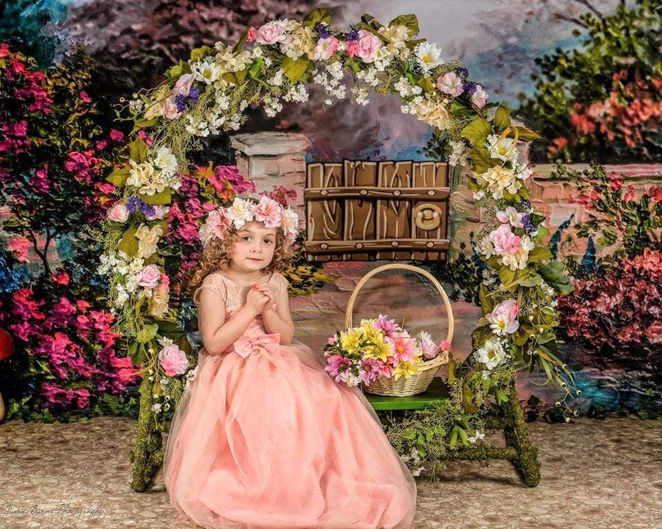 Katebackdrop：Kate Spring Flowers and Fence Children Backdrop for Photography Designed by JFCC