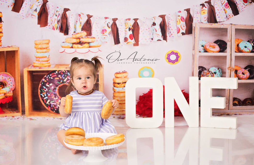Katebackdrop£ºKate Chocolate Donut Banners Children Birthday Backdrop