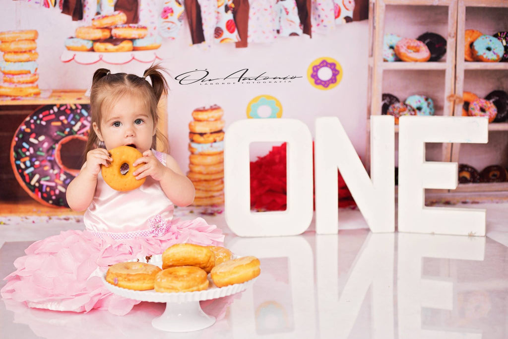 Katebackdrop£ºKate Chocolate Donut Banners Children Birthday Backdrop