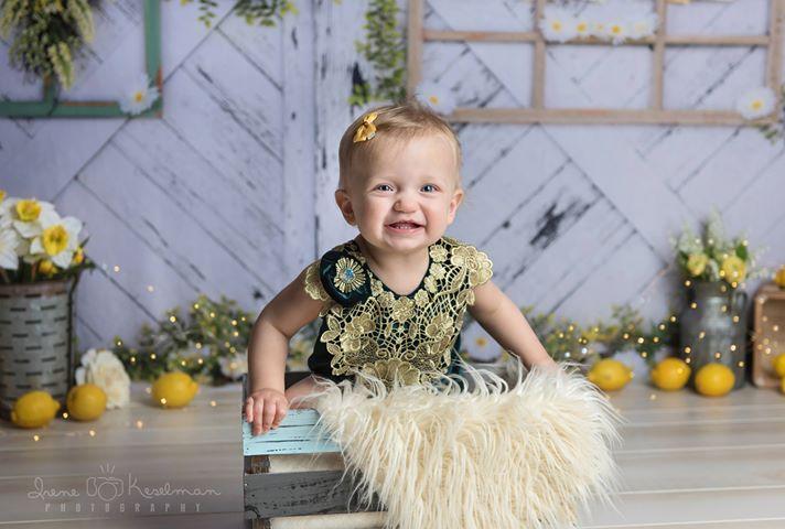Katebackdrop£ºKate Retro Wood Lemon color and Daisies  Spring Backdrop