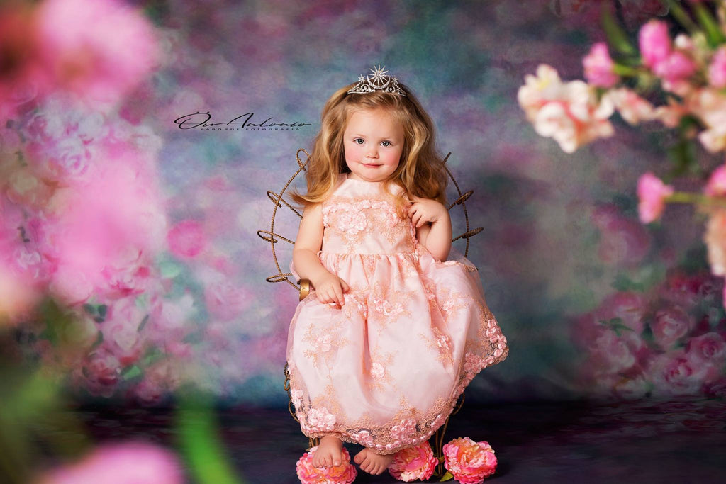 Kate Pink Florals Hand Painting Liked Portrait Photography Backdrops - Katebackdrop