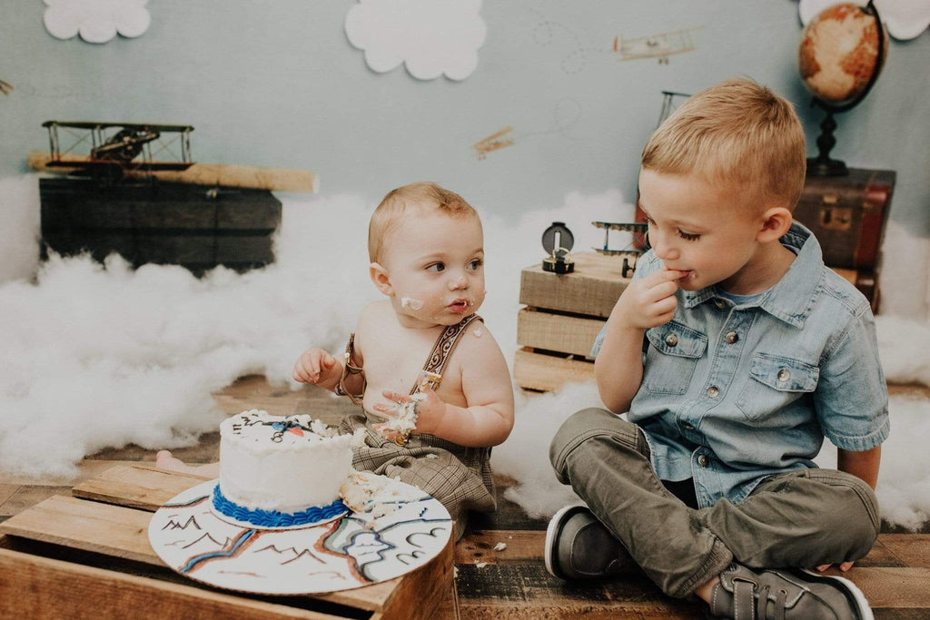 Katebackdrop：Kate Come Fly with Me Cloud Back to School Children Backdrop for Photography Designed by Erin Larkins
