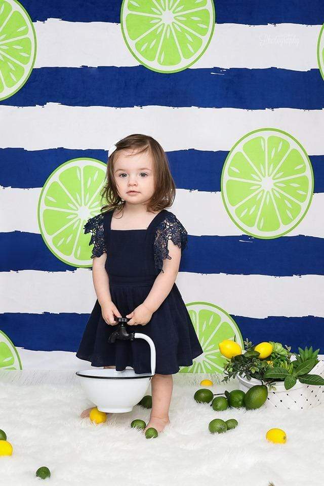 Katebackdrop：Kate Lemons Blue and White Stripe Backdrop for Photography Summer Holiday Children