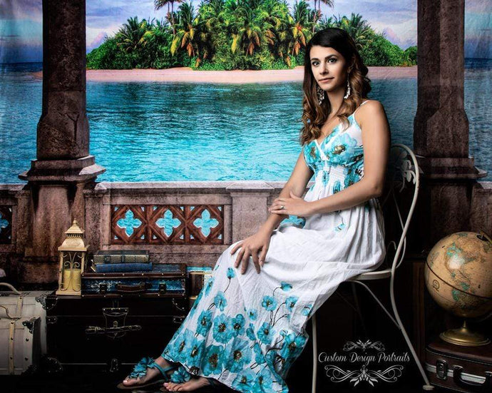 Katebackdrop：Kate Summer Retro Building Seaside island Backdrop