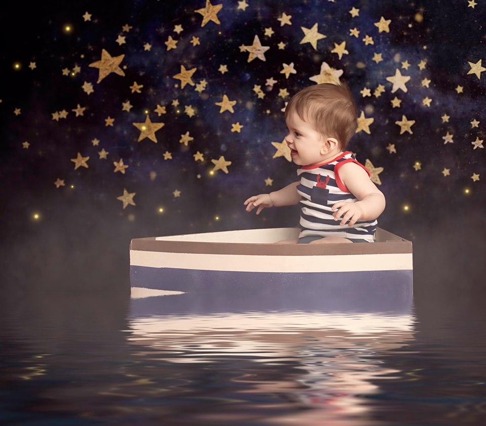 Katebackdrop£ºKate Night Sky with Gold Stars Children Backdrop for Photography Designed by Mandy Ringe Photography