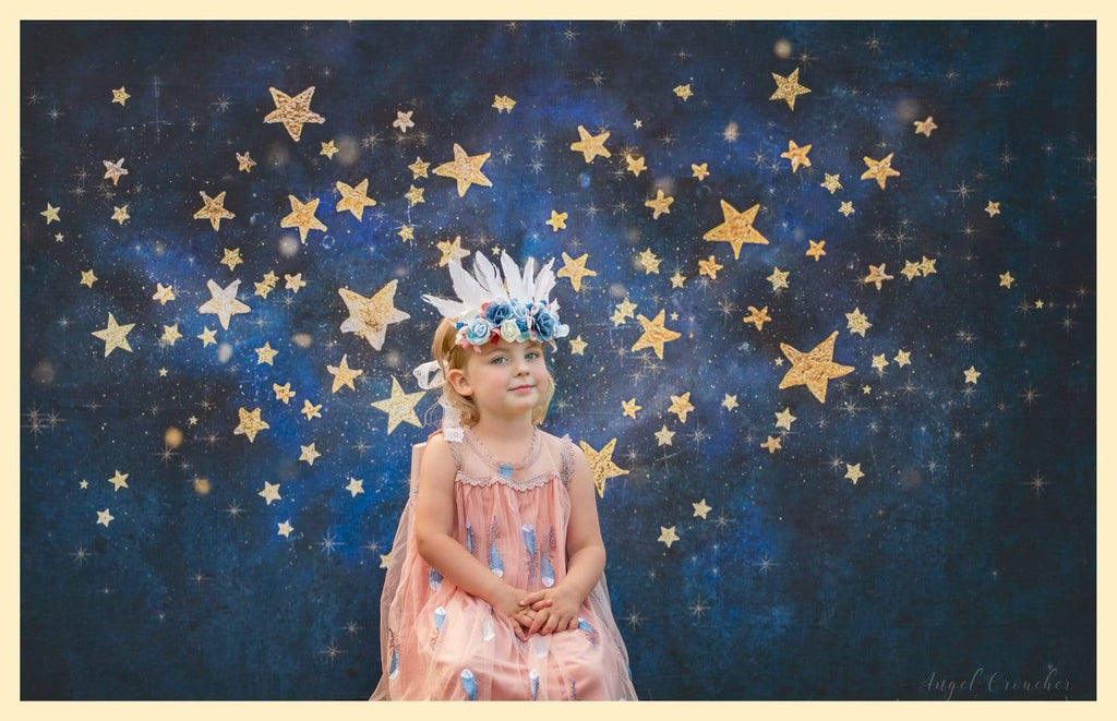 Katebackdrop£ºKate Night Sky with Gold Stars Children Backdrop for Photography Designed by Mandy Ringe Photography