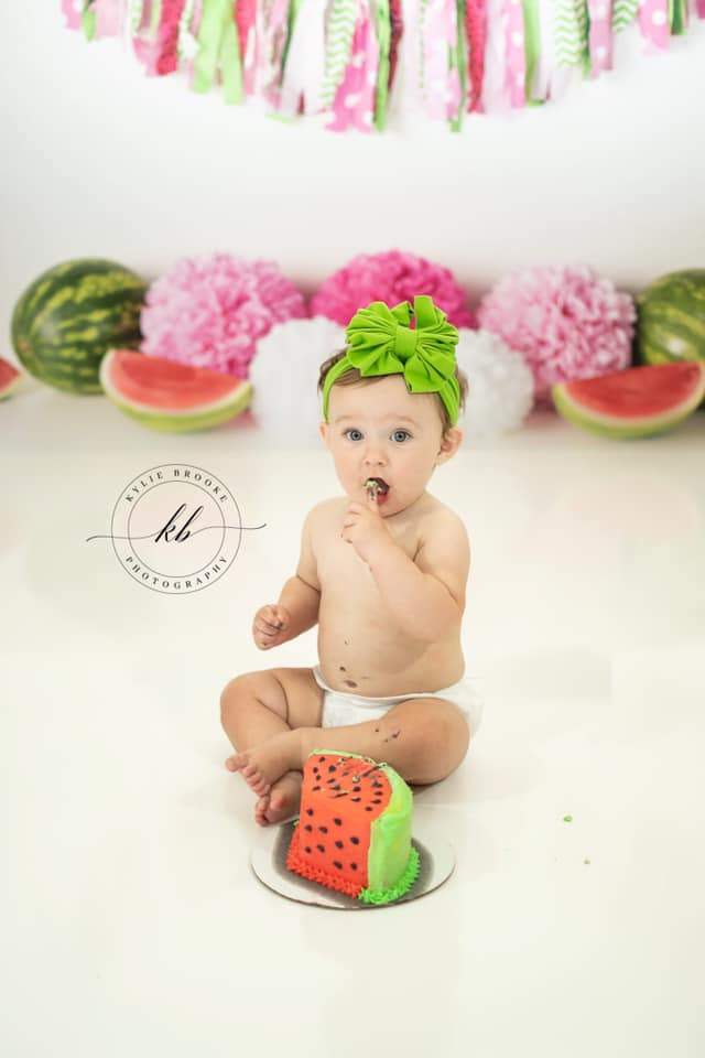 Katebackdrop£ºKate Summer Pink and Green Watermelon Birthday Backdrop for Photography Designed by Mandy Ringe Photography
