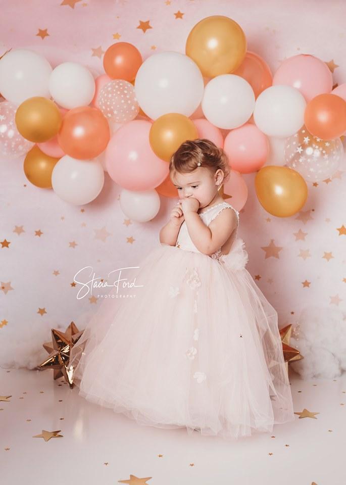 Katebackdrop£ºKate Golden Stars Pink Birthday Backdrop for Children Photography Designed by JFCC