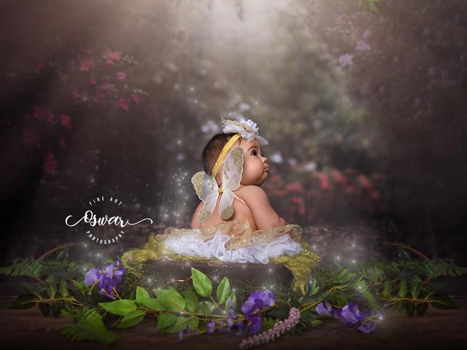 Katebackdrop：Kate Pink Floral Garden Fairy Lights spring Backdrop for Photography Designed by Pine Park Collection