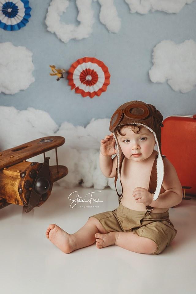 Katebackdrop：Kate Time Flies Clouds Birthday Children Backdrop for Photography Designed by Lisa B