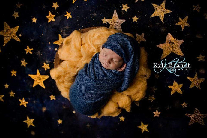 Katebackdrop£ºKate Night Sky with Gold Stars Children Backdrop for Photography Designed by Mandy Ringe Photography