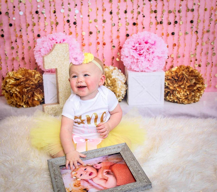 Katebackdrop£ºKate Pink Gold Birthday Backdrop for Photography Designed by Lisa B