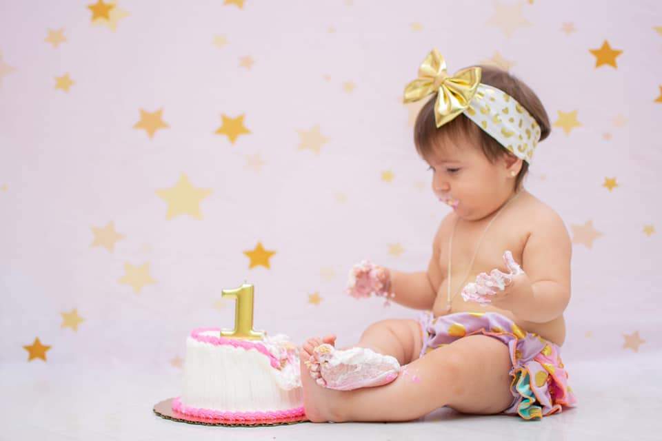 Katebackdrop£ºKate Golden Stars Pink Birthday Backdrop for Children Photography Designed by JFCC