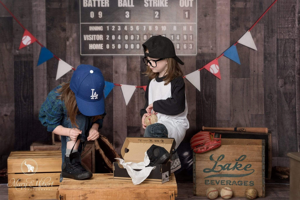 Katebackdrop：Kate Vintage Baseball with Scoreboard Sport Backdrop for Photography Designed By Mandy Ringe Photography