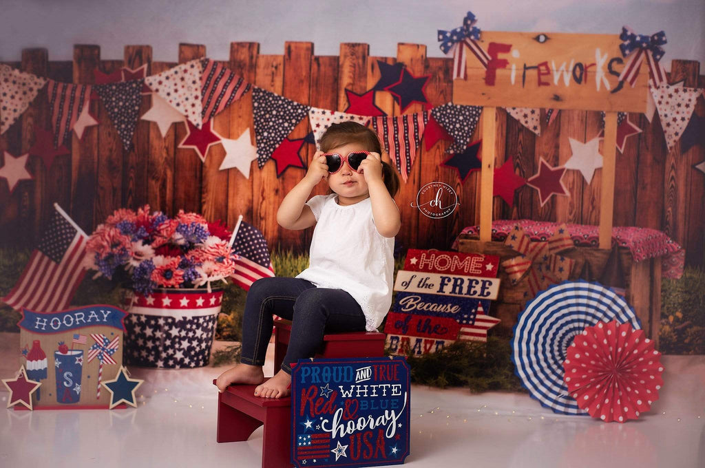 Katebackdrop£ºKate American Fireworks Stand 4th of July Children Backdrop for Photography Designed by Stephanie Gabbard