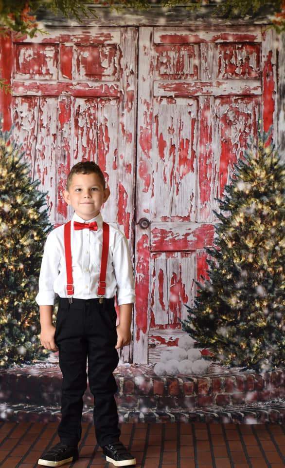 Katebackdrop£ºKate Red Doors Christmas Children Backdrop for Photography Designed by Pamela Hughes photography