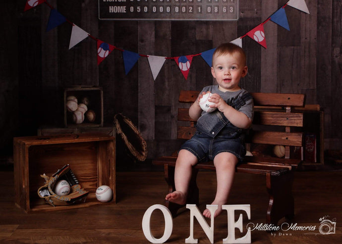 Katebackdrop：Kate Vintage Baseball with Scoreboard Sport Backdrop for Photography Designed By Mandy Ringe Photography