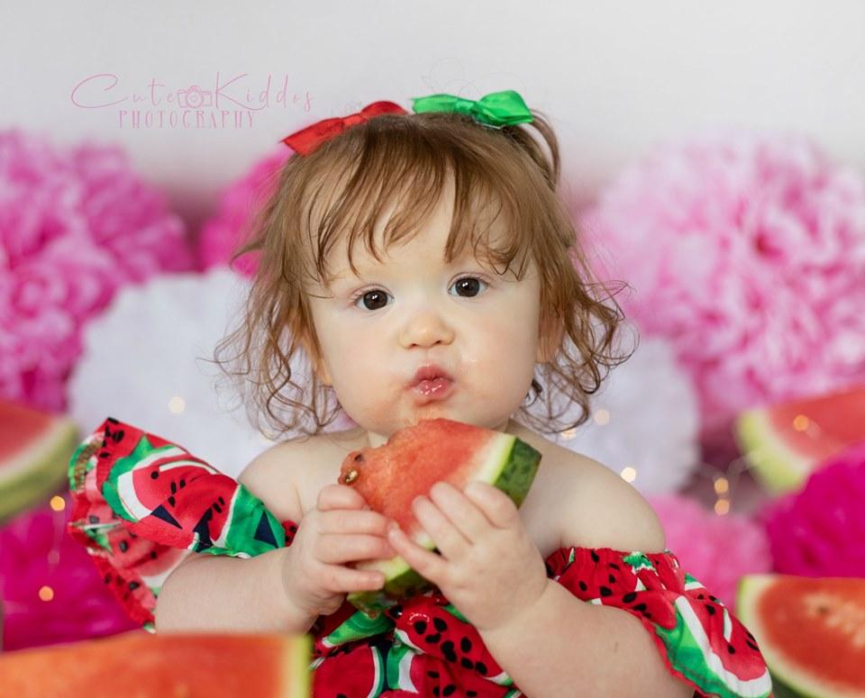 Katebackdrop£ºKate Summer Pink and Green Watermelon Birthday Backdrop for Photography Designed by Mandy Ringe Photography