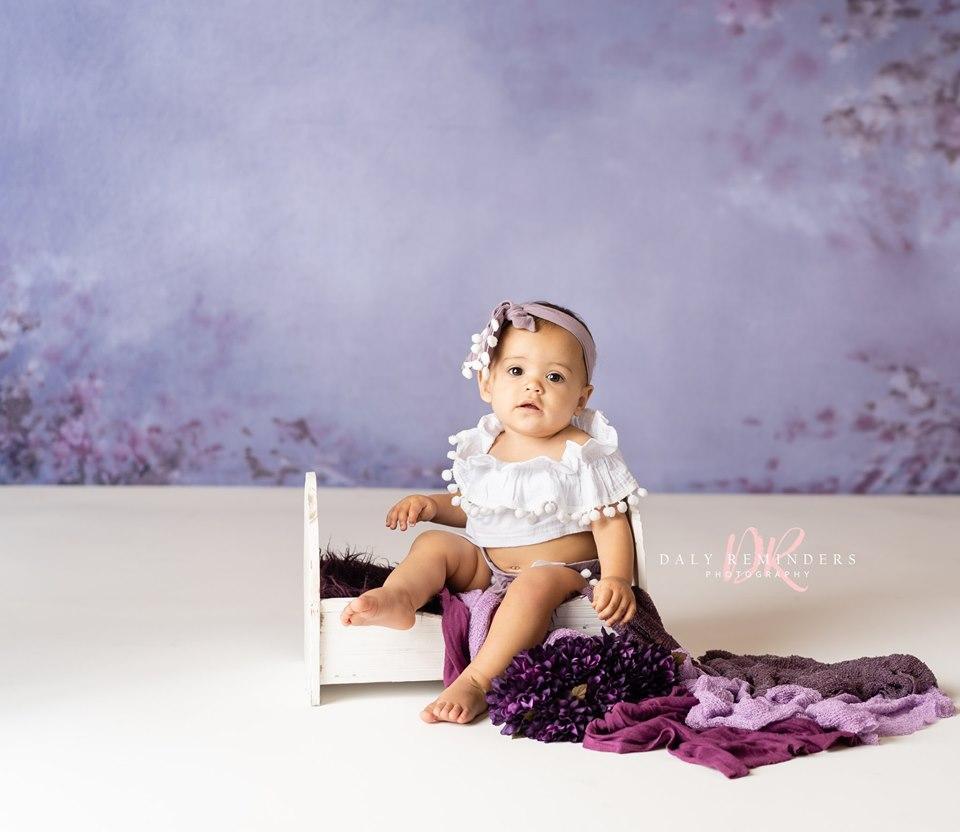 Katebackdrop：Kate Abstract Medium Purple with Flowers Backdrop for Photography Designed By Jerry_Sina