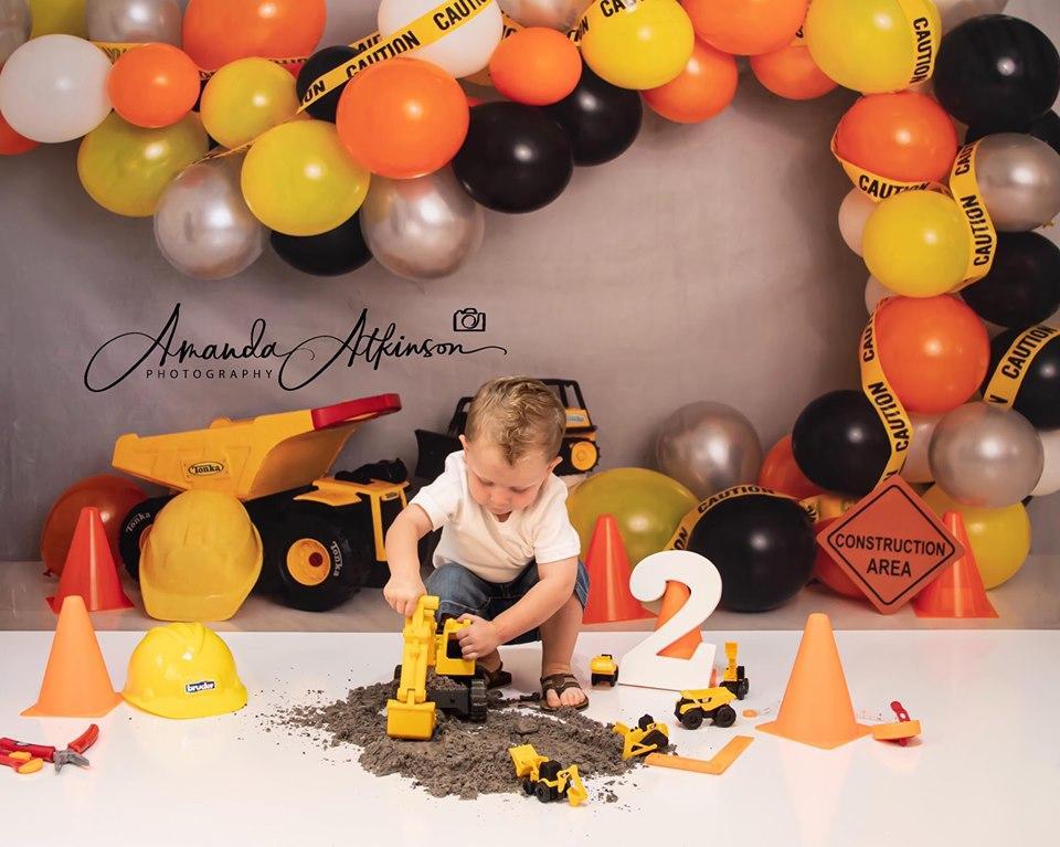 Katebackdrop£ºKate Construction Birthday Balloon Backdrop for Photography Designed by Lisa B