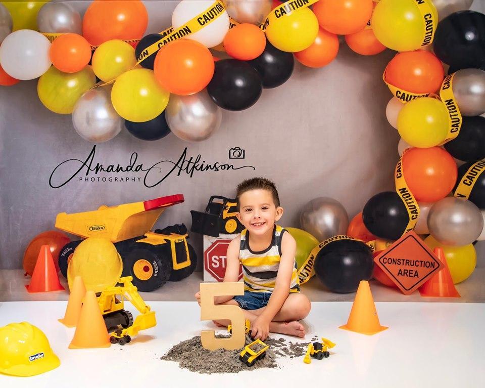 Katebackdrop£ºKate Construction Birthday Balloon Backdrop for Photography Designed by Lisa B