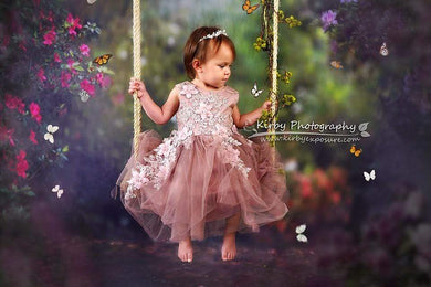 Katebackdrop：Kate Pink Floral Garden Fairy Lights spring Backdrop for Photography Designed by Pine Park Collection