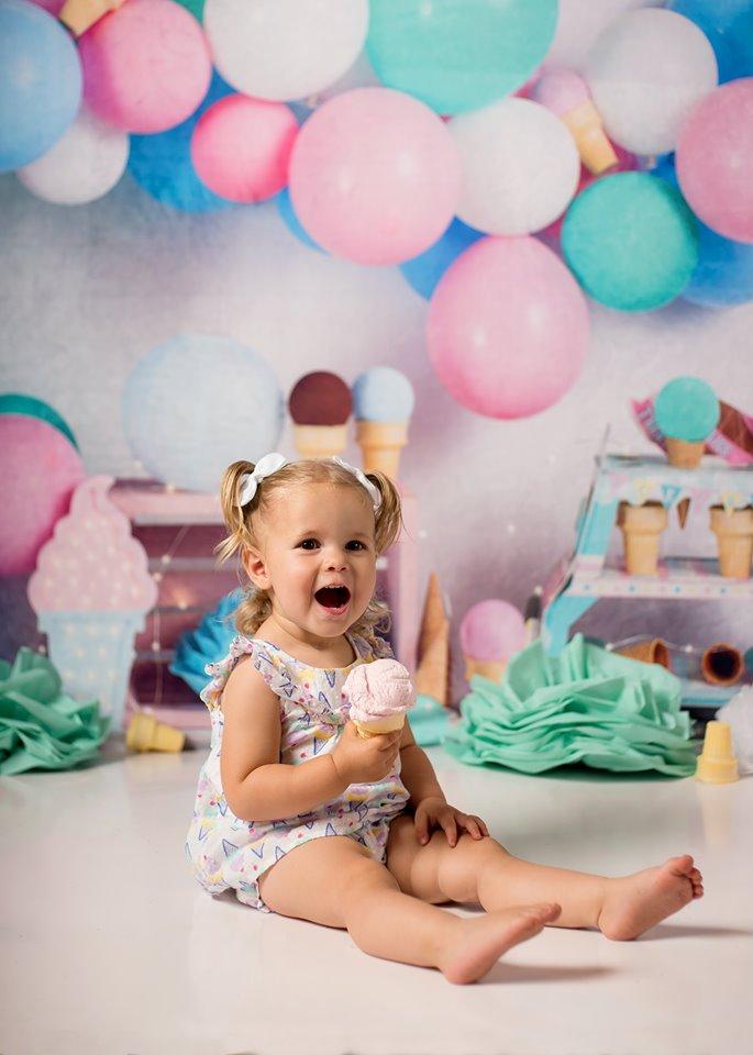 Katebackdrop£ºKate Ice Cream with Balloons Children Backdrop for Photography Designed by Megan Leigh Photography