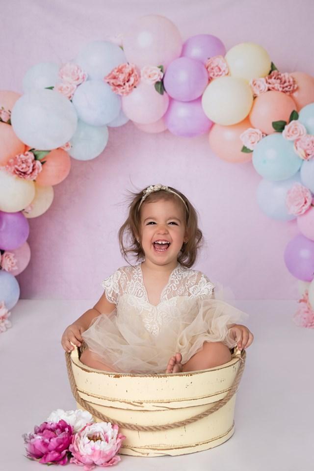 Katebackdrop£ºKate Balloons Rainbow with Flowers for Children Backdrop for Photography Designed by Kerry Anderson