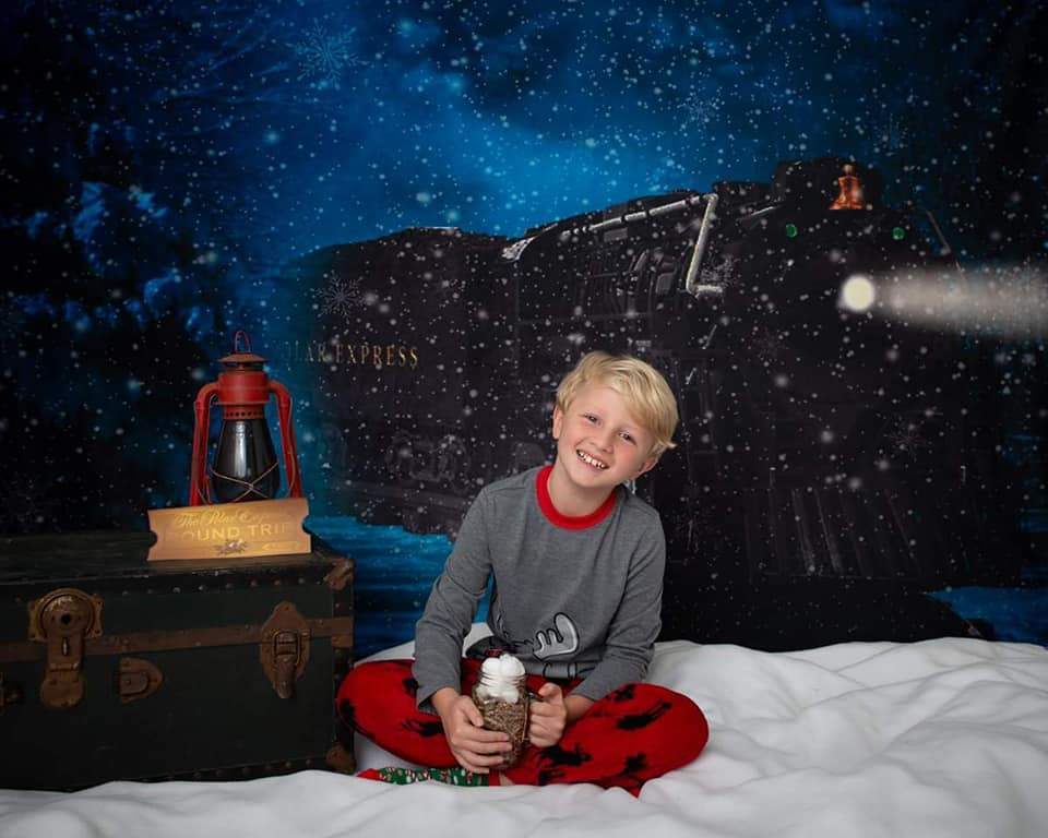 Katebackdrop：Kate Train backdrop snowflake Christmas designed by Jerry_Sina