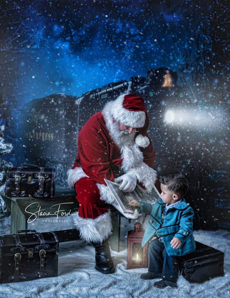Katebackdrop：Kate Train backdrop snowflake Christmas designed by Jerry_Sina