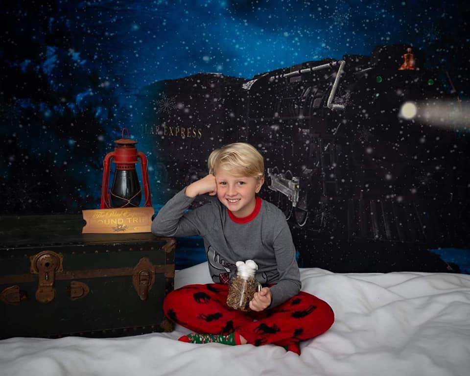 Katebackdrop：Kate Train backdrop snowflake Christmas designed by Jerry_Sina