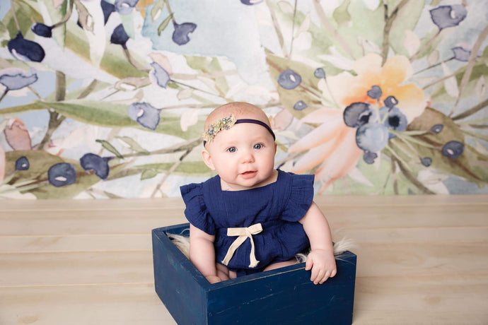 Katebackdrop£ºKate Blueberry Green Flowers Backdrop for Photography Designed By Leann West