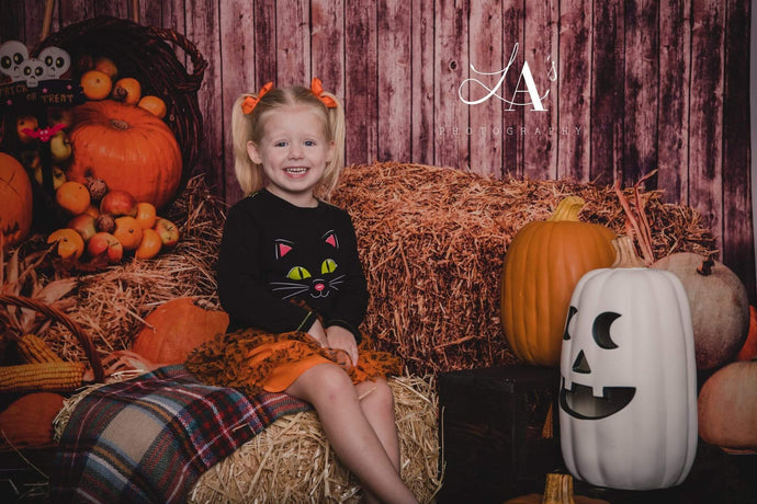 Katebackdrop：Kate Halloween Fall Pumpkin Grass Pile Farm Backdrop Photography