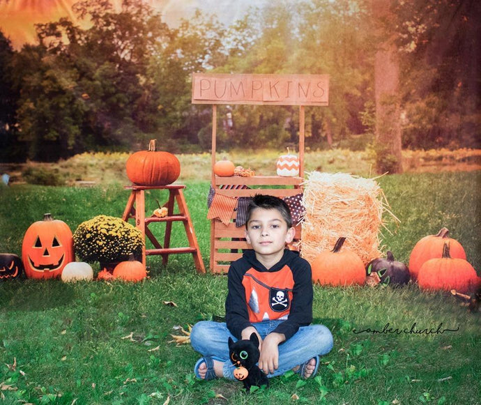Katebackdrop：Kate Halloween Photography Backdrop For Party Pumpkins Grassland
