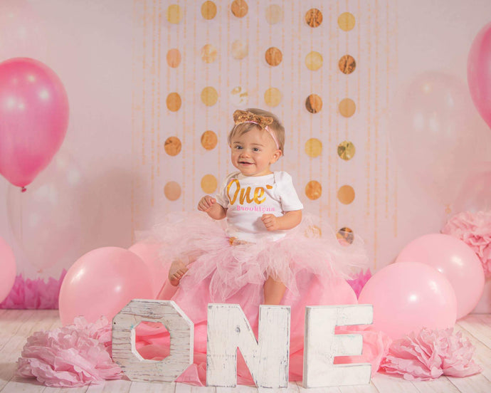 Katebackdrop：Kate Cake Smash with Balloons Pink Birthday Backdrop Designed By Jessica Evangeline photography